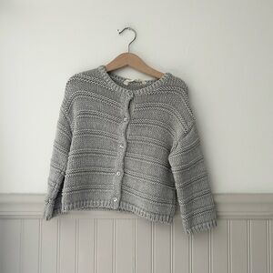 Mango Kids Girls Size 5/6 Gray Knit Button Down Sweater Cardigan